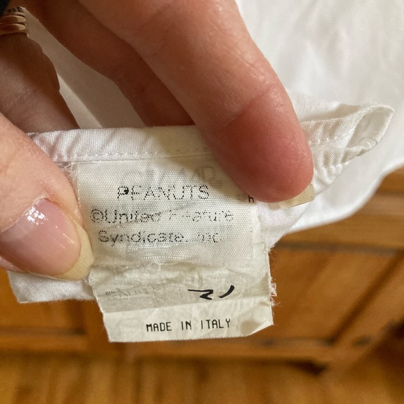 Men Iceberg Peanuts Charlie Brown white button down long sleeve shirt size S - Picture 6 of 9